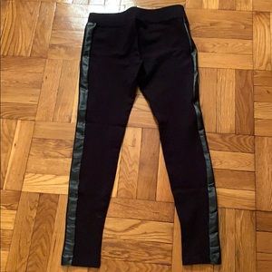 Cute/Trendy Black Leggings with Pleather Sides